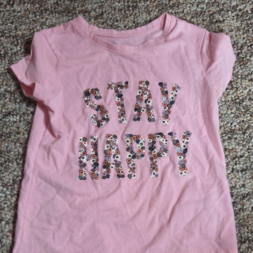 Garanimals Pink T-Shirt with Floral 'Stay Happy' Print